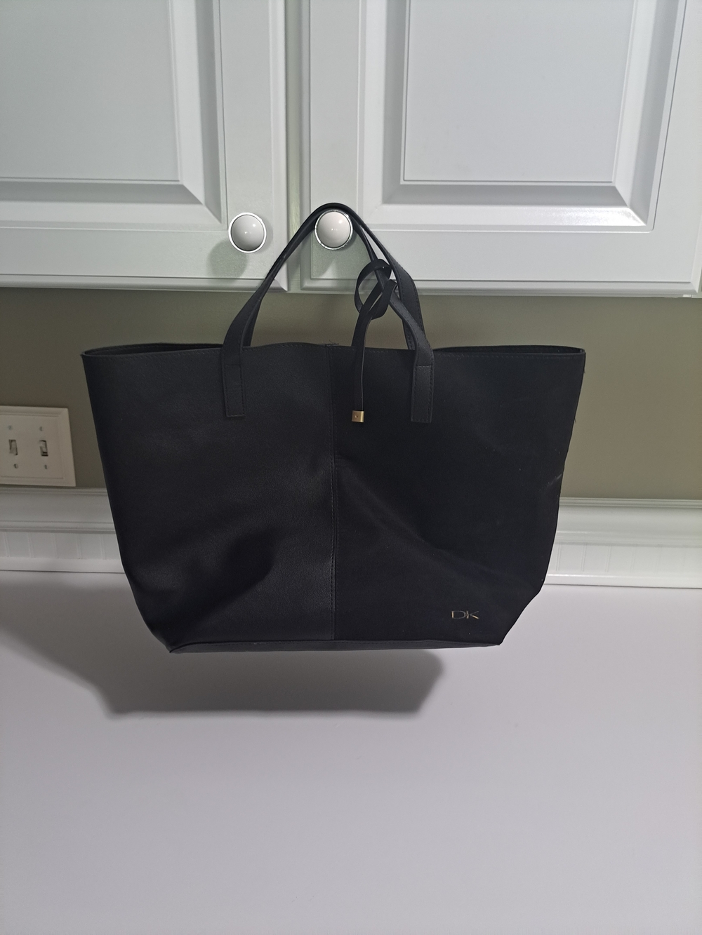 Donna Karen Black Minimalist Leather Tote